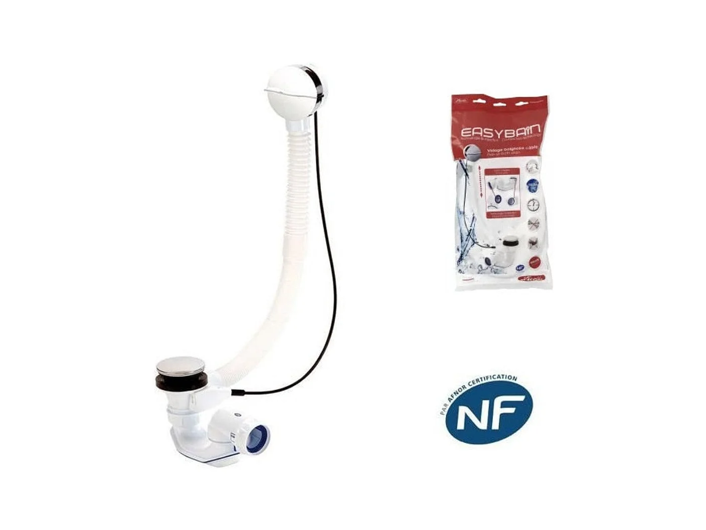 Vidage baignoire NICOLL avec siphon extra-plat inclus