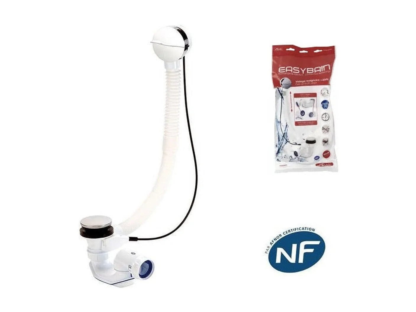 Vidage baignoire NICOLL avec siphon extra-plat inclus