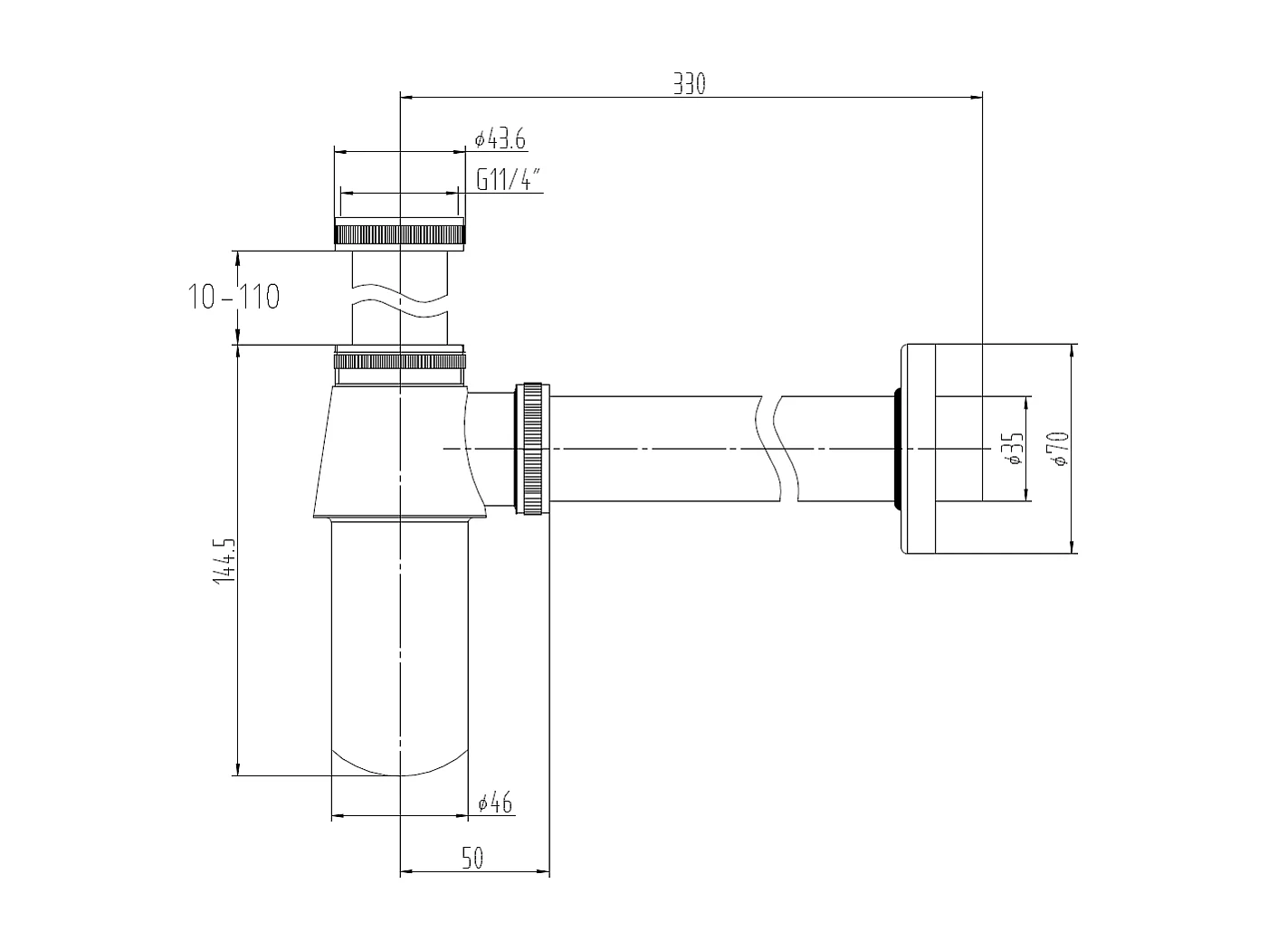 Siphon lavabo rétro en laiton chromé