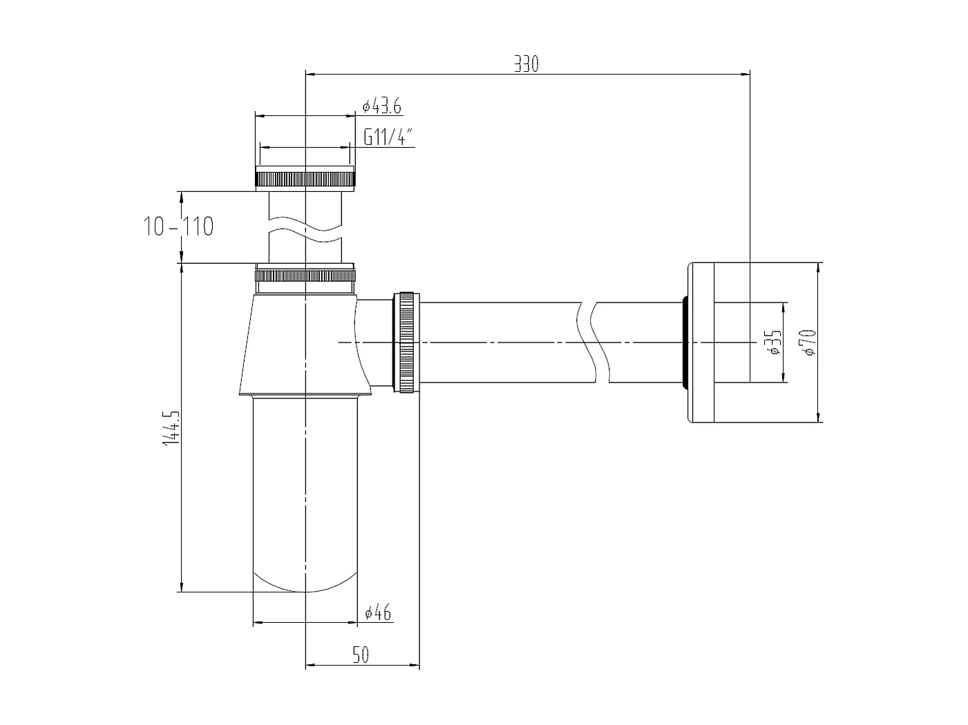 Siphon lavabo rétro en laiton chromé