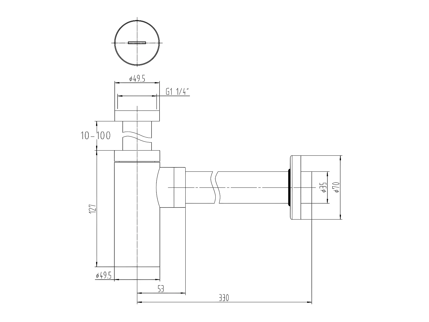 Sifone per lavabo moderno finitura nero opaco