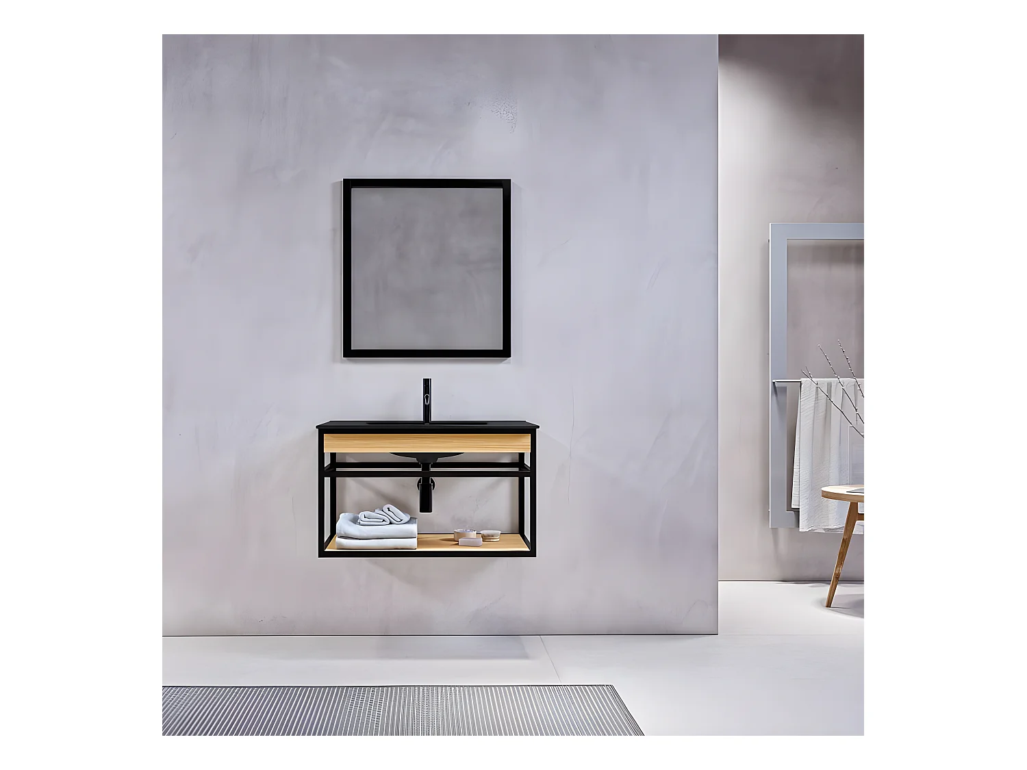 Sifone per lavabo moderno finitura nero opaco