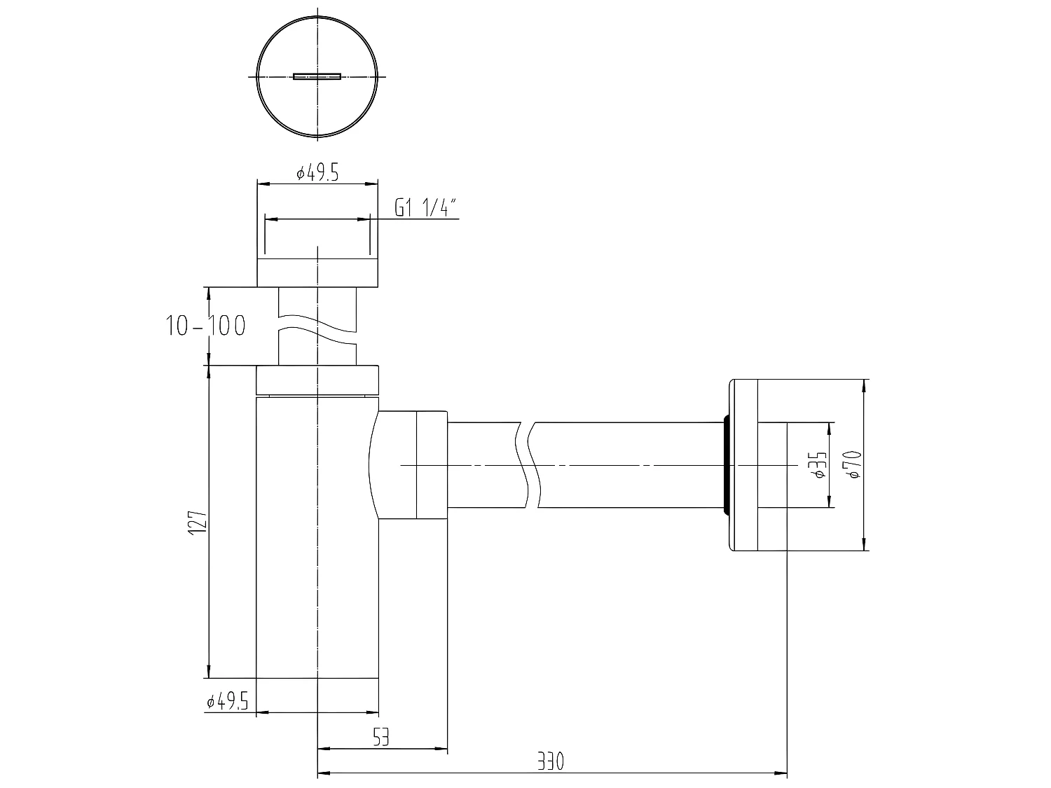 Sifone per lavabo moderno finitura nero opaco