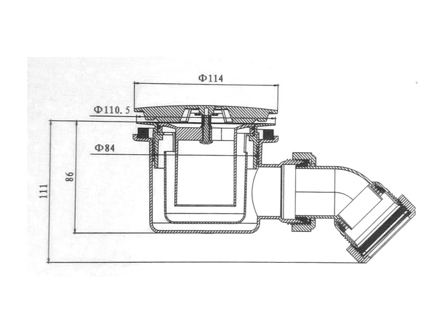 Bonde horizontale avec capot Ø90 pour receveurs de douche