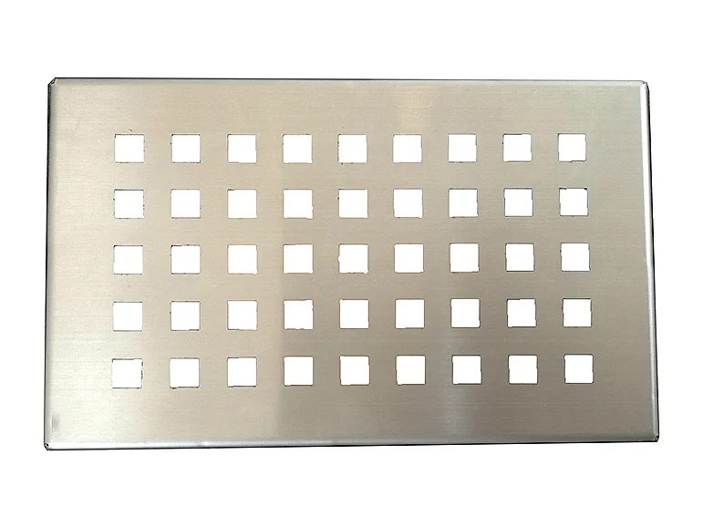 Grille inox PIATTO pour receveurs de douche en SoliCast motif quadrillage
