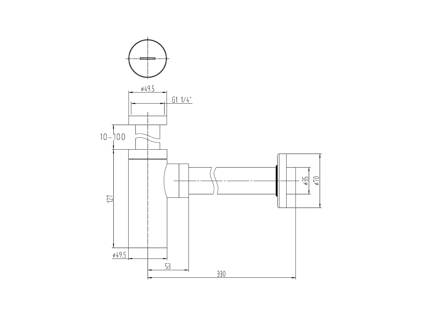 Sifone per lavabo moderno in ottone cromato