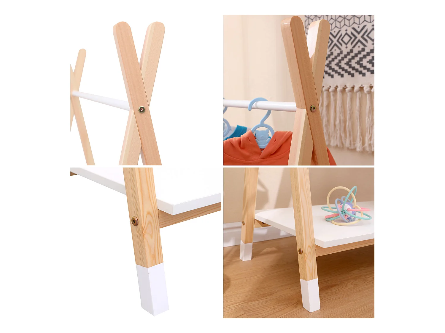 Hout en witte kast LOU