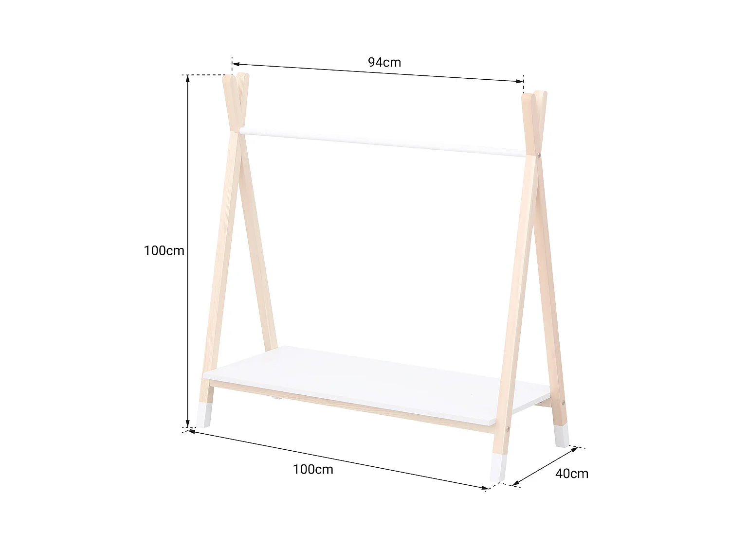 Hout en witte kast LOU