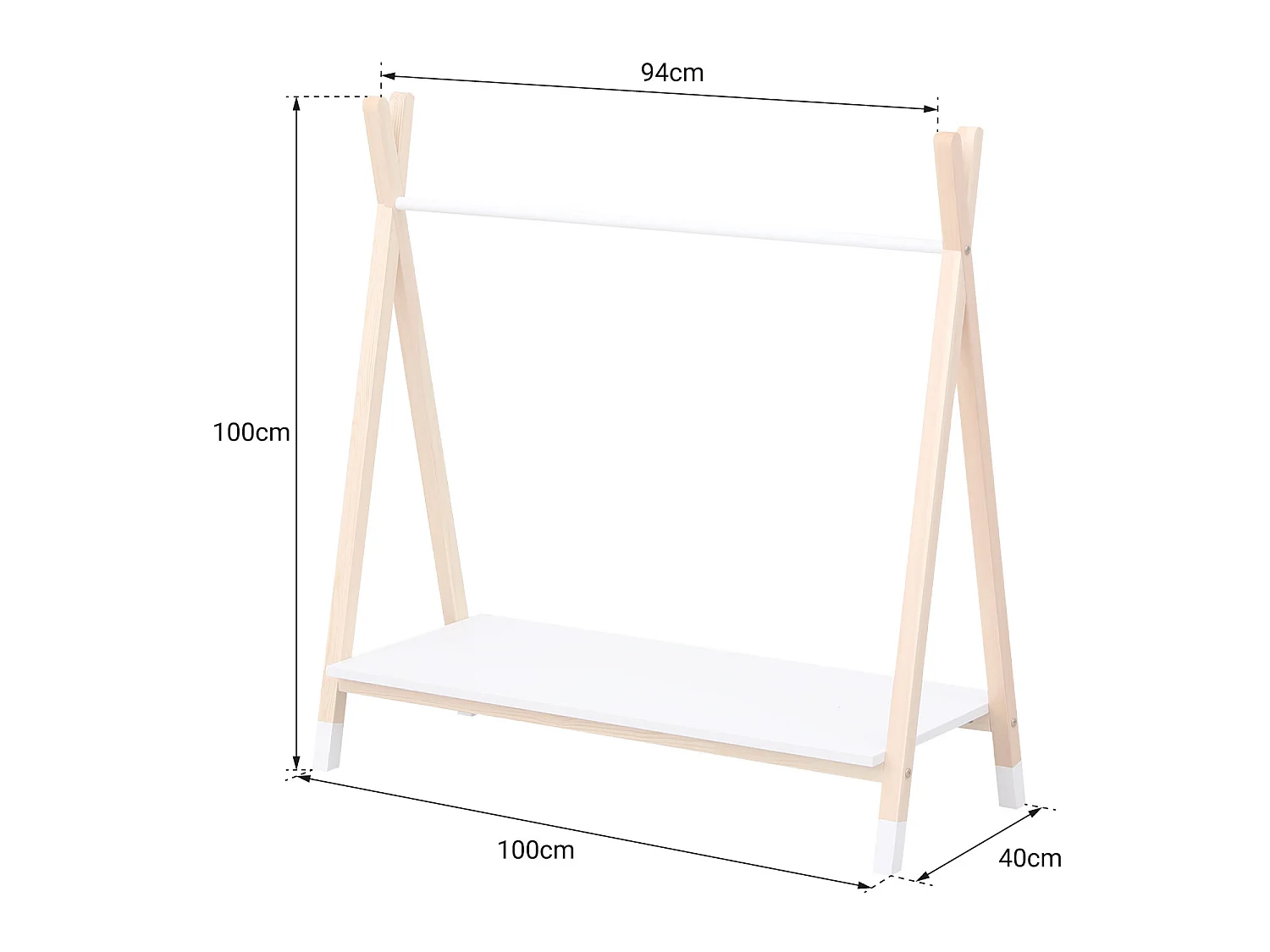 Penderie pour enfant bois et blanche LOU - HAPPY GARDEN