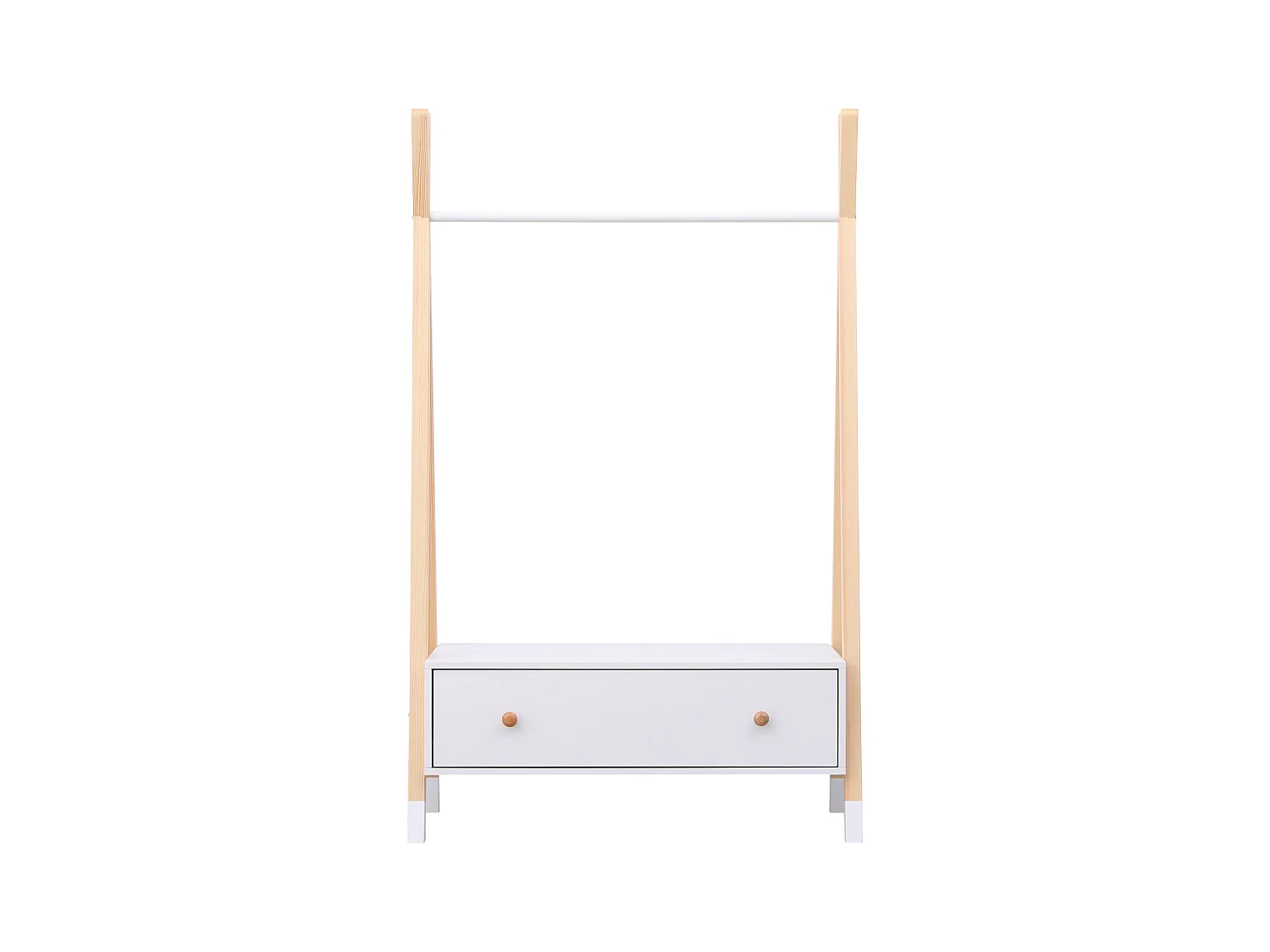 Roupeiro infantil de madeira e branco com gaveta LOU