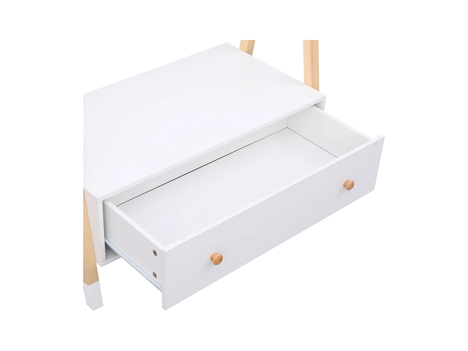 Roupeiro infantil de madeira e branco com gaveta LOU