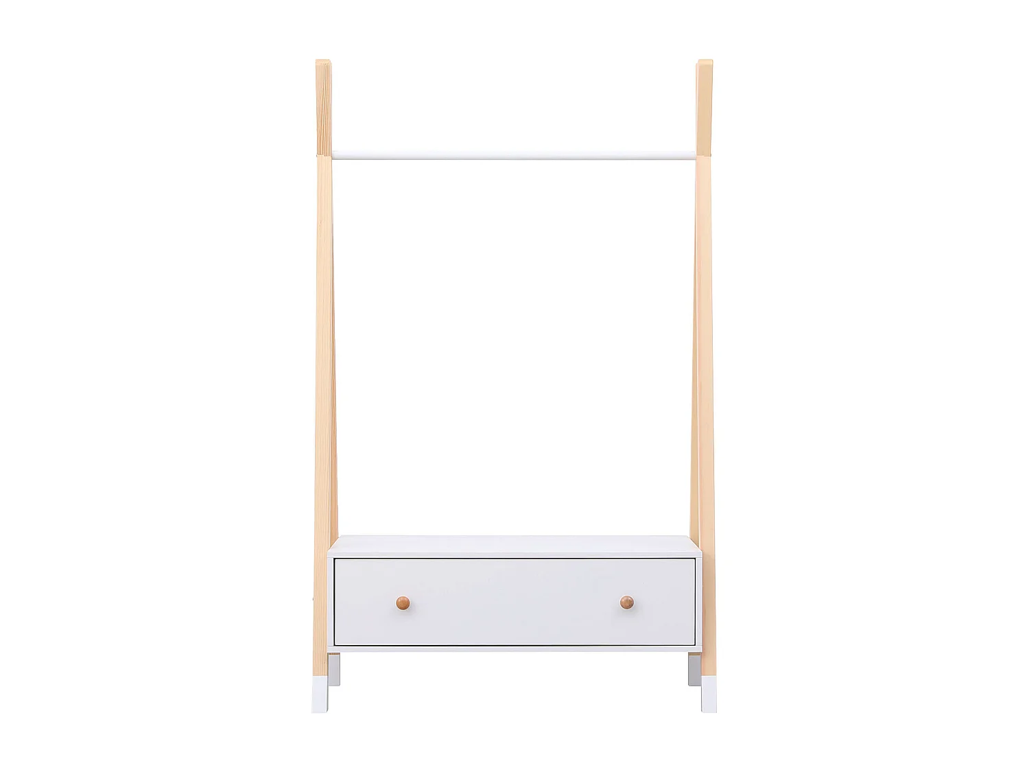 Houten en witte kinderkledingkast met lade LOU