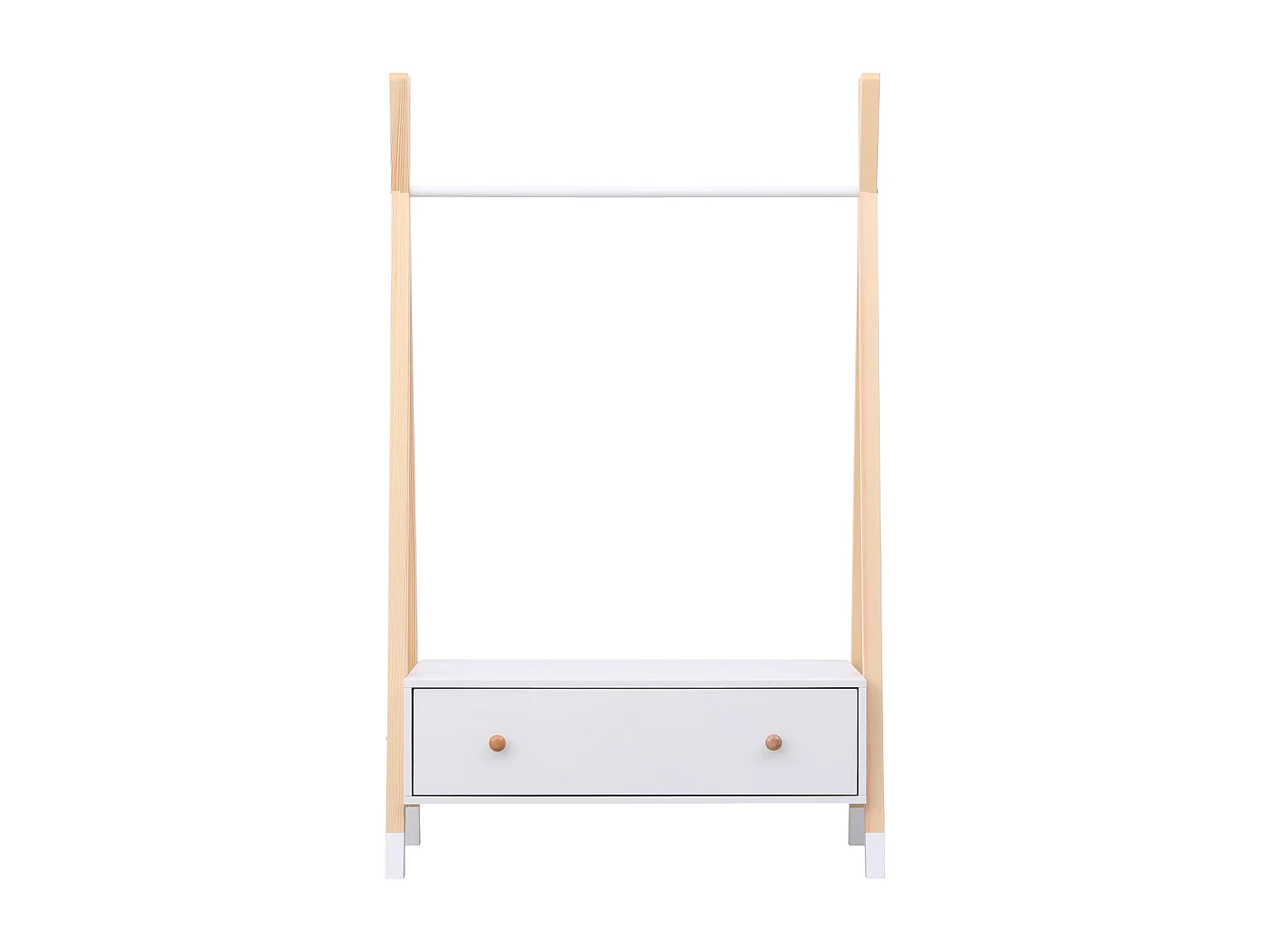 Houten en witte kinderkledingkast met lade LOU