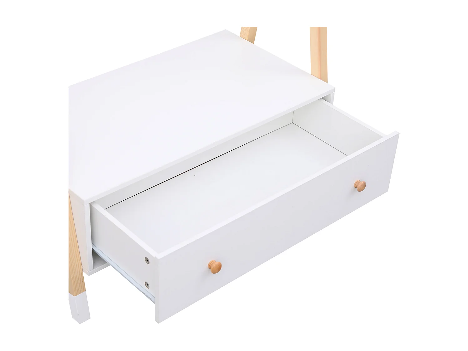 Houten en witte kinderkledingkast met lade LOU