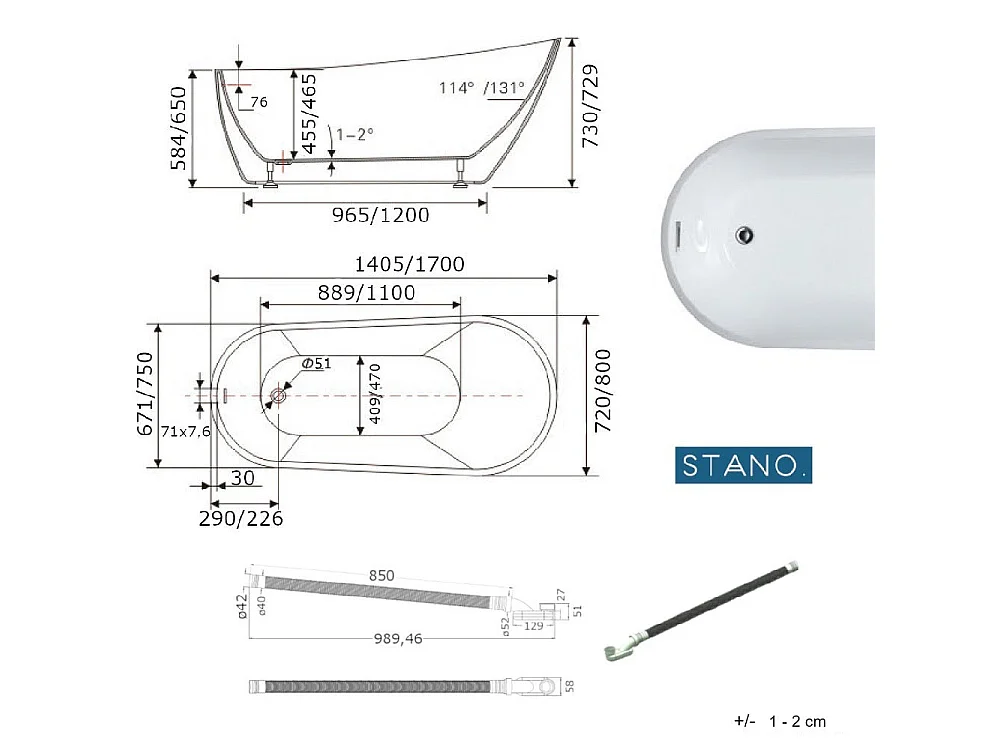 Bañera exenta OPRAH  140 cm