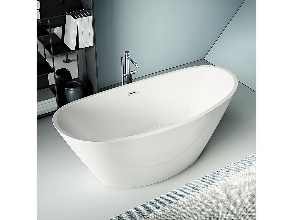 Baignoire îlot design ovale BRIGHTON blanche 157 cm