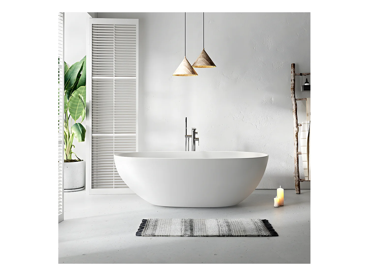 Baignoire îlot design ovale FLORIDA blanche 180 cm Mat