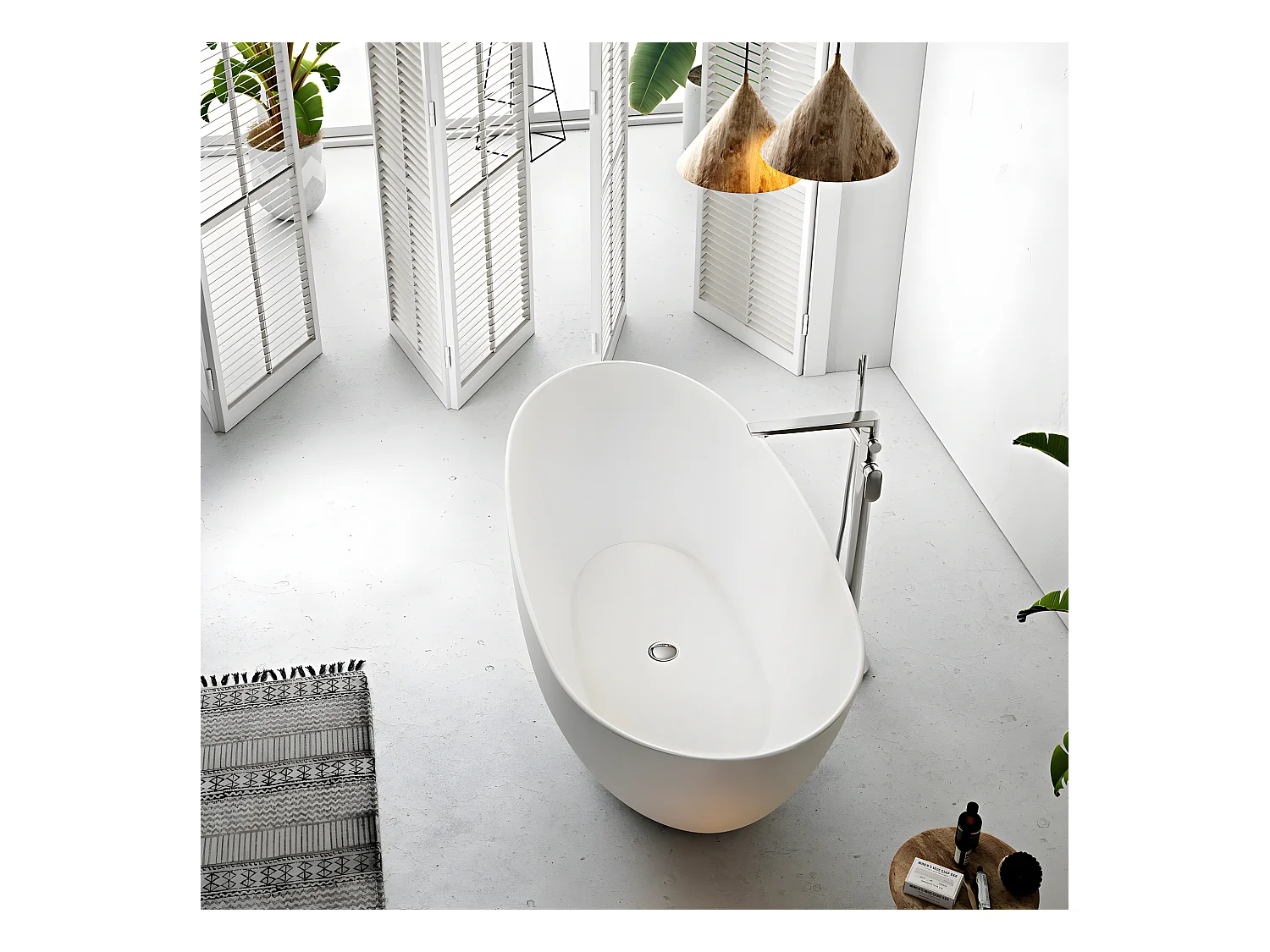 Baignoire îlot design ovale FLORIDA blanche 180 cm Mat