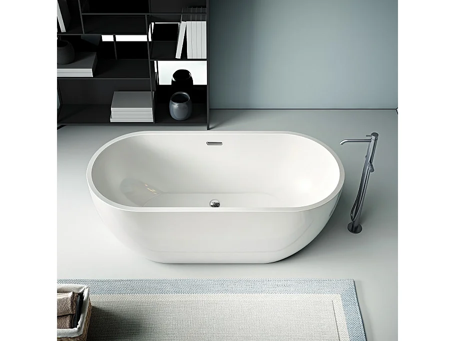 Baignoire îlot design ovale BOSTON blanche 166 cm