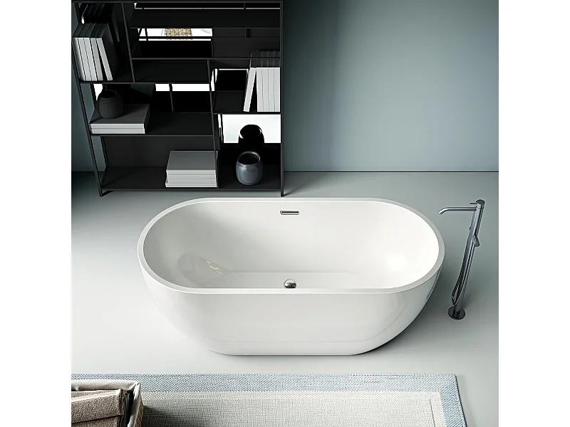 Baignoire îlot design ovale BOSTON blanche 156 cm