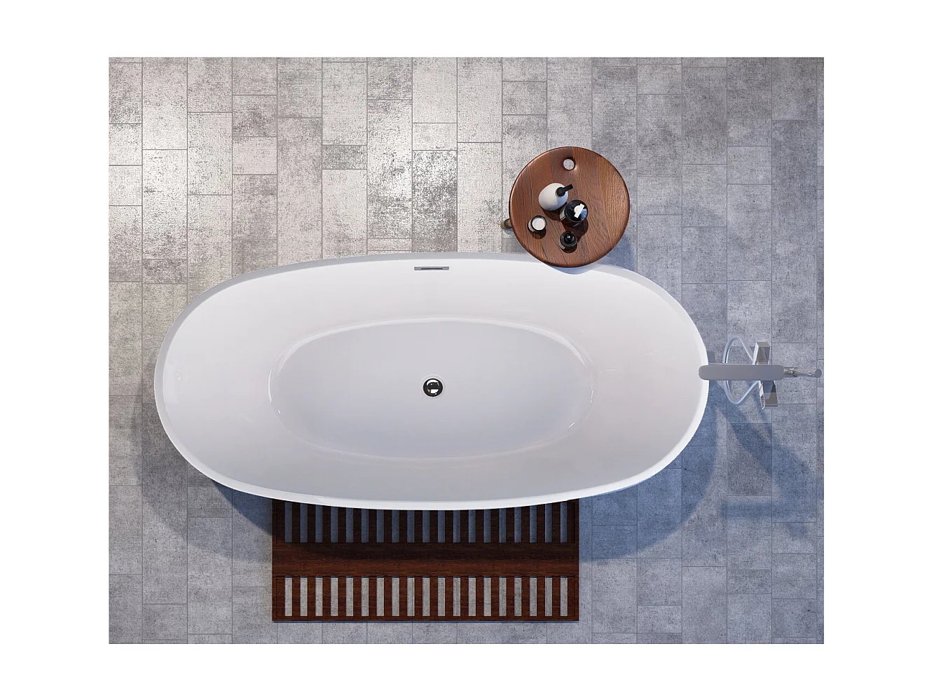 Baignoire îlot design ovale DENVER blanche 170 cm