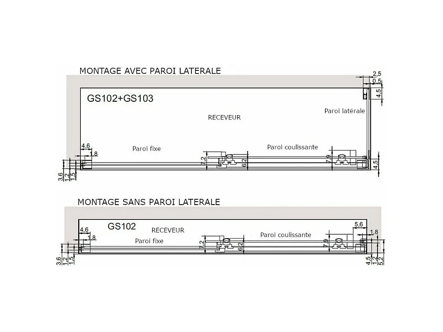 Frontal de ducha + Puerta Corredera 180 cm GLASÉ perfil Cromado Sin pared lateral