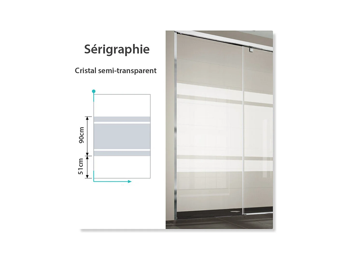 Panel fijo de ducha 120 cm FRESH Cristal serigrafiado