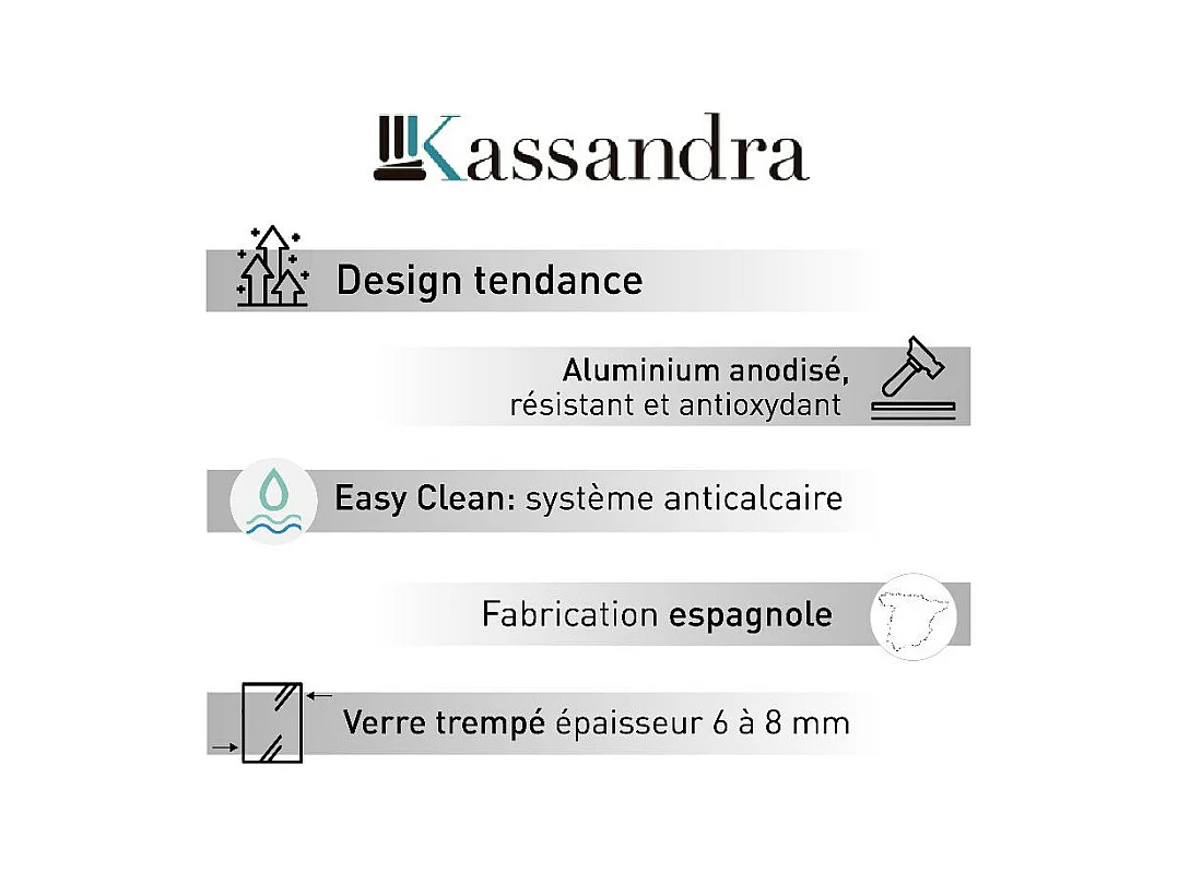 Panel fijo de ducha 120 cm FRESH Cristal serigrafiado