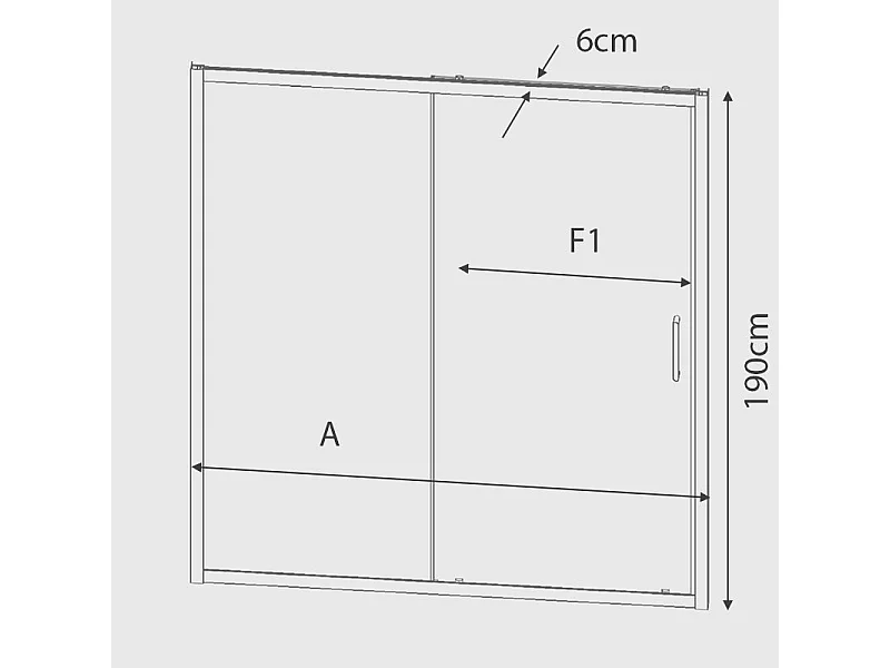 Paroi de douche fixe + Porte coulissante BELLA 160 cm  Sans paroi latérale