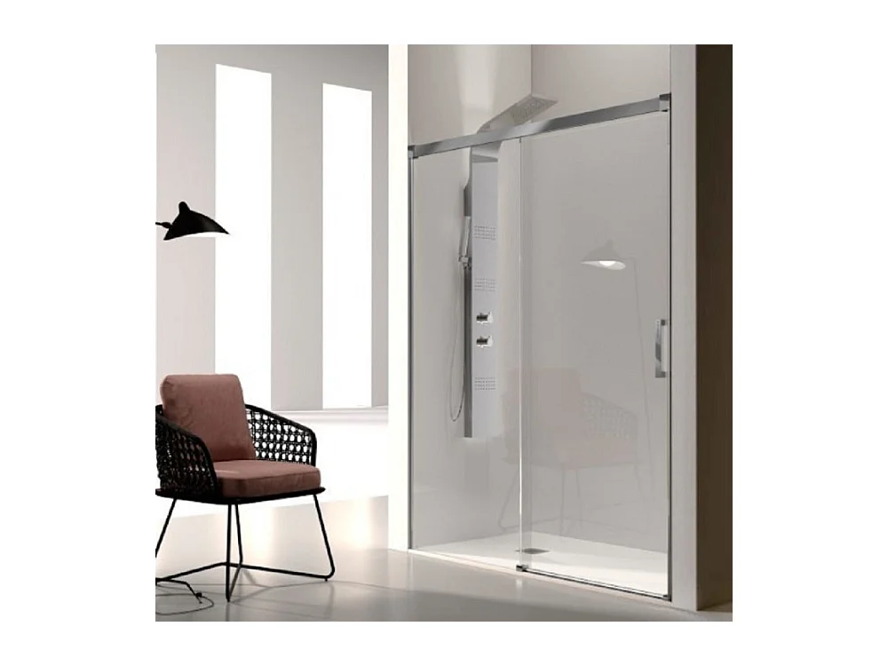 Frontal de ducha + Puerta Corredera 150 cm GLASÉ perfil Cromado Sin pared lateral