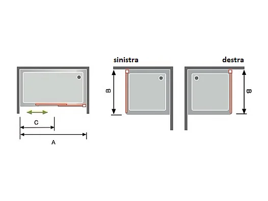 Frontal de ducha + Puerta Corredera 130 cm LUNA Negro