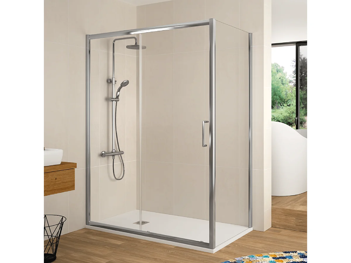 Paroi de douche fixe + Porte coulissante BELLA 140 cm  Sans paroi latérale