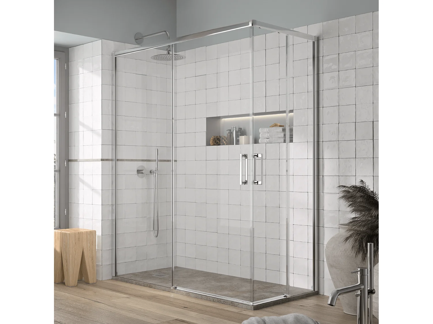 Angular de ducha 2 Fijos 90 cm + 2 Puertas Correderas 110 cm 110 cm YOKO