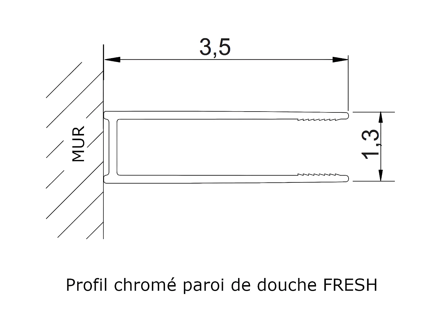 Panel fijo de ducha 110 cm FRESH Cristal transparente