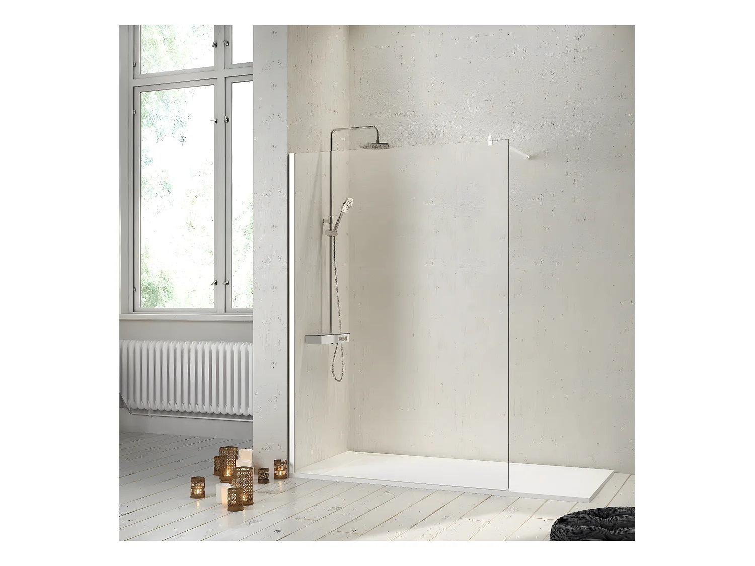 Panel fijo de ducha 110 cm FRESH Cristal transparente