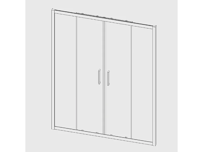 Paroi de douche 2 verres fixes + 2 portes coulissantes BELLA 180 cm  Sans paroi latérale