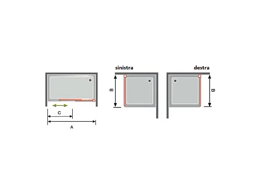 Frontal de ducha + Puerta Corredera 120 cm LUNA Negro