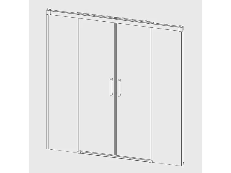 Frontal de ducha 2 Fijos + 2 Puertas Correderas 165 cm GLASÉ perfil Negro