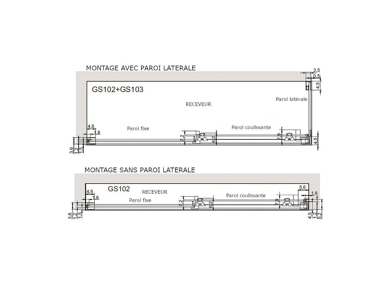 Frontal de ducha + Puerta Corredera 140 cm GLASÉ perfil Cromado Pared lateral: 76 - 79 cm