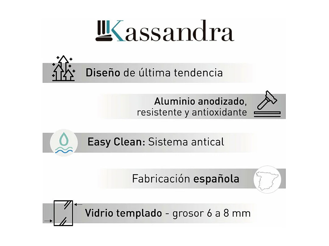 Frontal de ducha 2 Fijos + 2 Puertas Correderas 155 cm GLASÉ perfil Negro