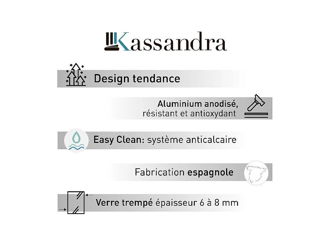 Panel fijo de ducha 110 cm FRESH Cristal serigrafiado