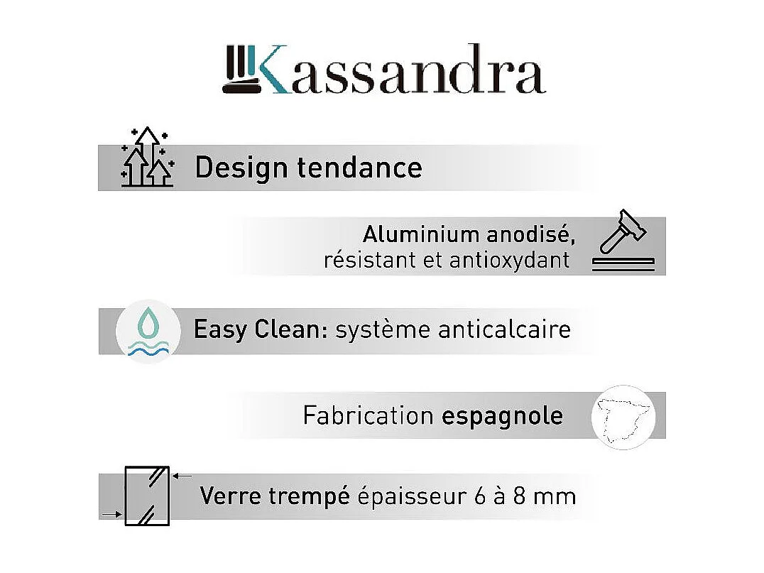 Panel fijo de ducha 110 cm FRESH Cristal serigrafiado