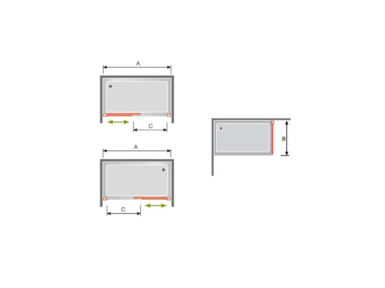 Paroi de douche fixe + Porte coulissante GLASÉ profil blanc 140 cm Sans paroi latérale