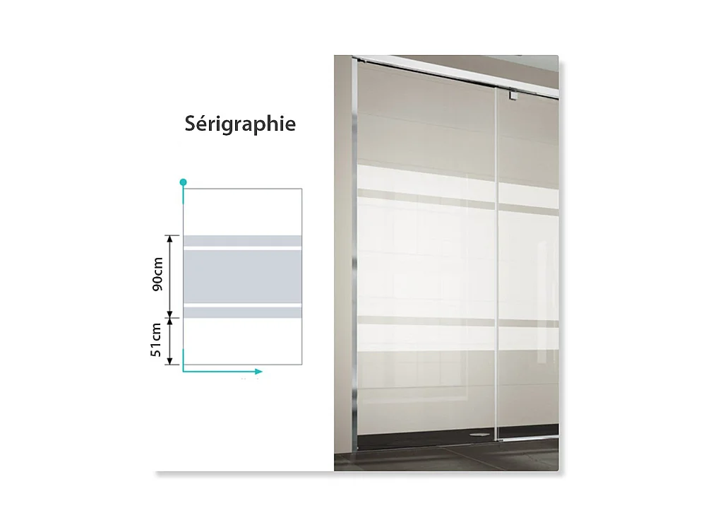 Porta doccia fissa + porta scorrevole LUNA vetro serigrafato 100 cm