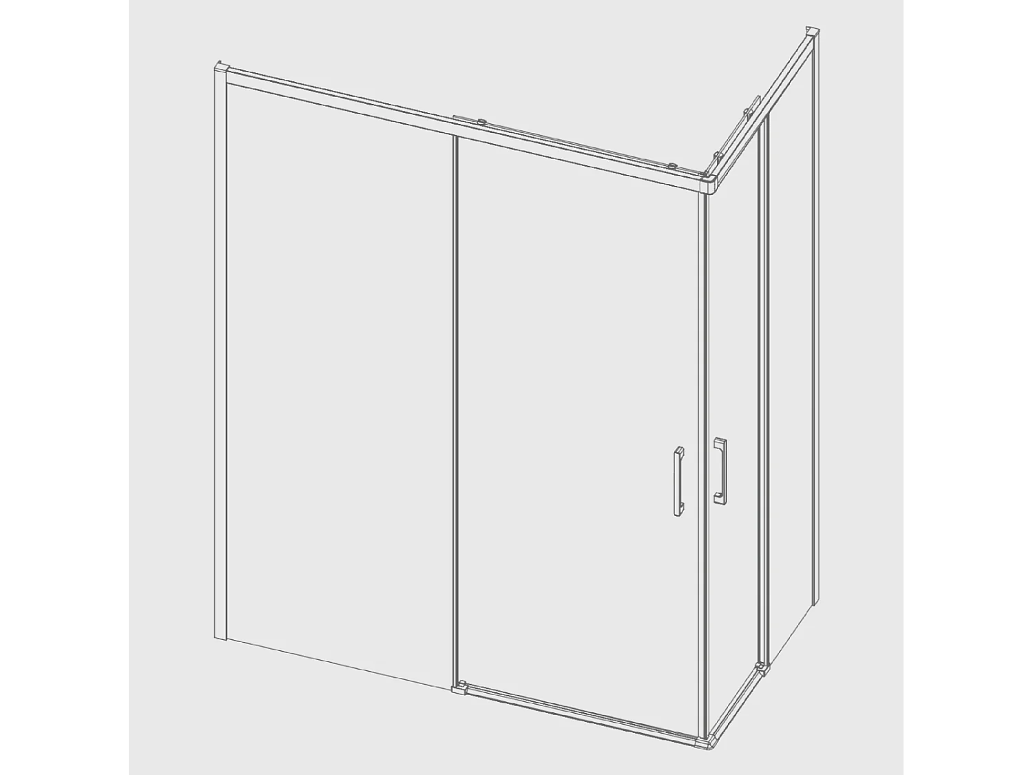 Angular de ducha 2 Fijos 70 cm + 2 Puertas Correderas 110 cm 110 cm YOKO