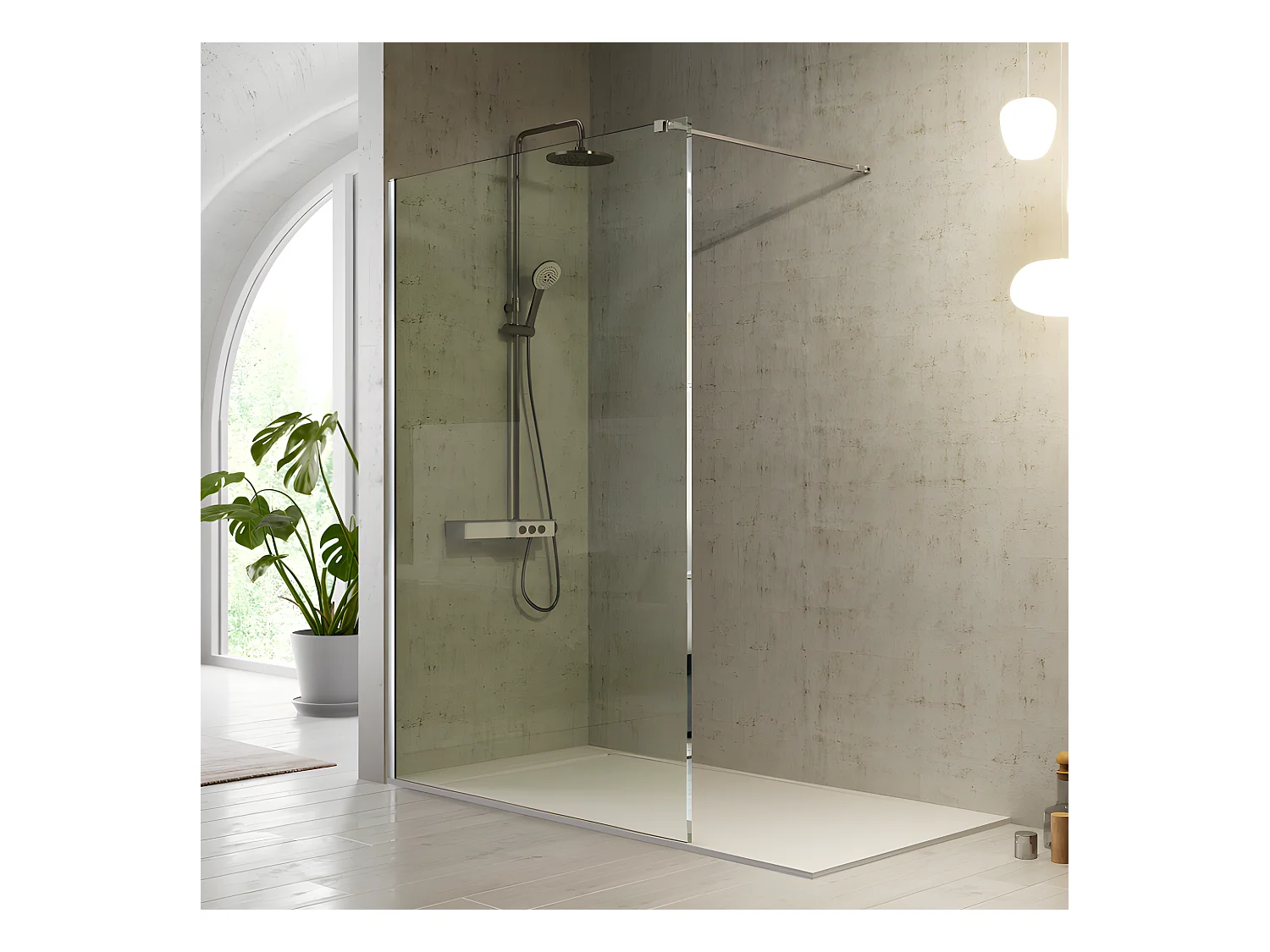 Panel fijo de ducha 100 cm FRESH Cristal transparente