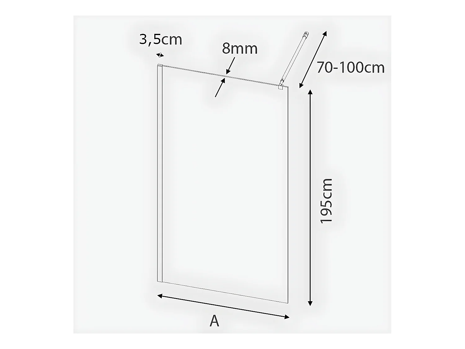 Panel fijo de ducha 100 cm FRESH Cristal transparente