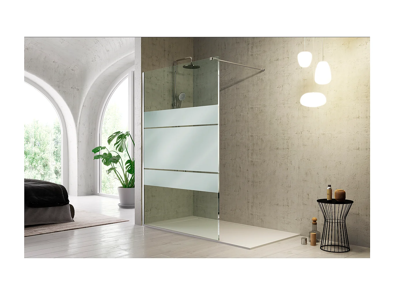 Parete doccia walk-in FRESH vetro serigrafato 90 cm