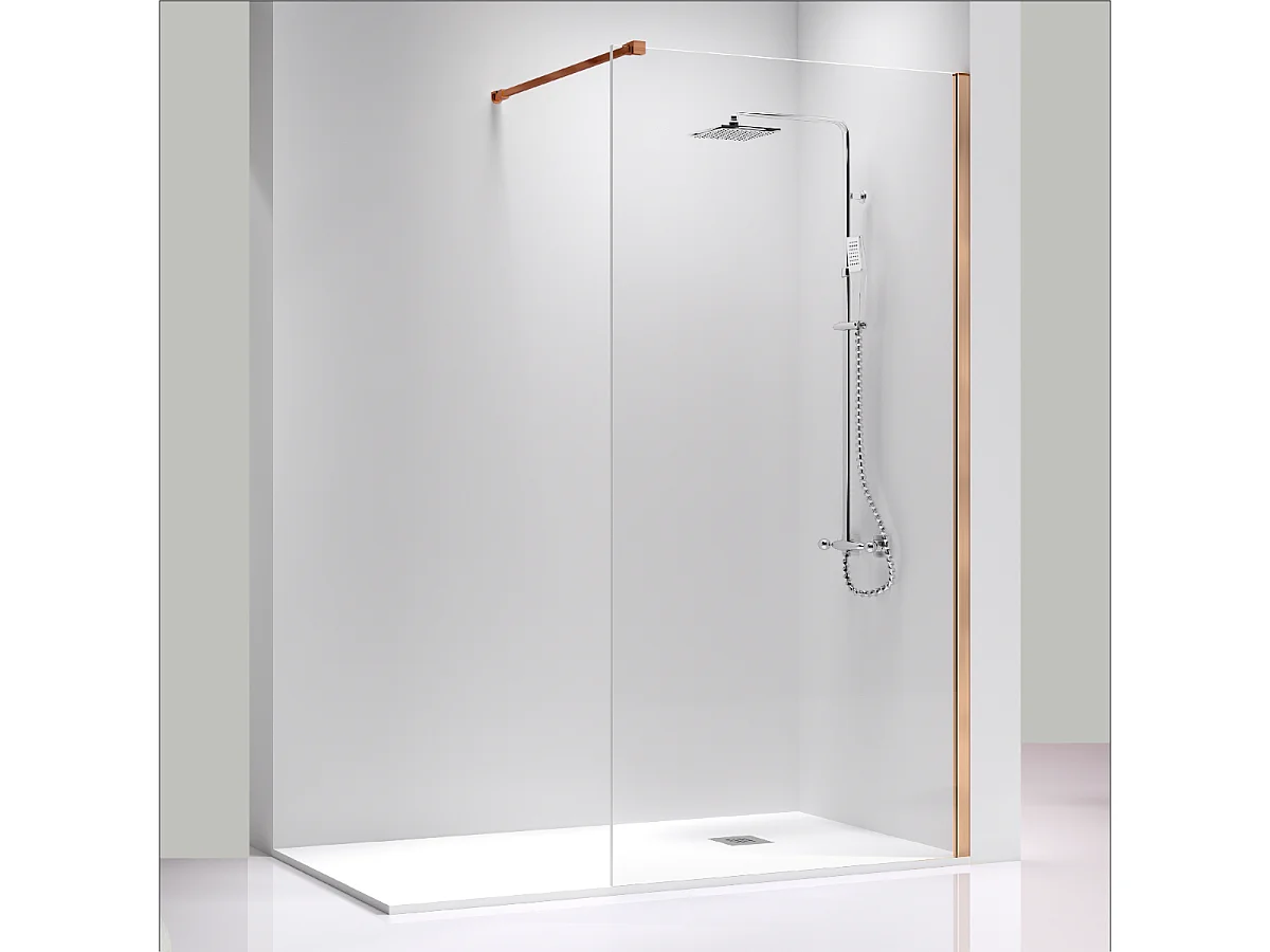 Parete doccia fissa FRESH con profilo ROSA DORATO 100 cm