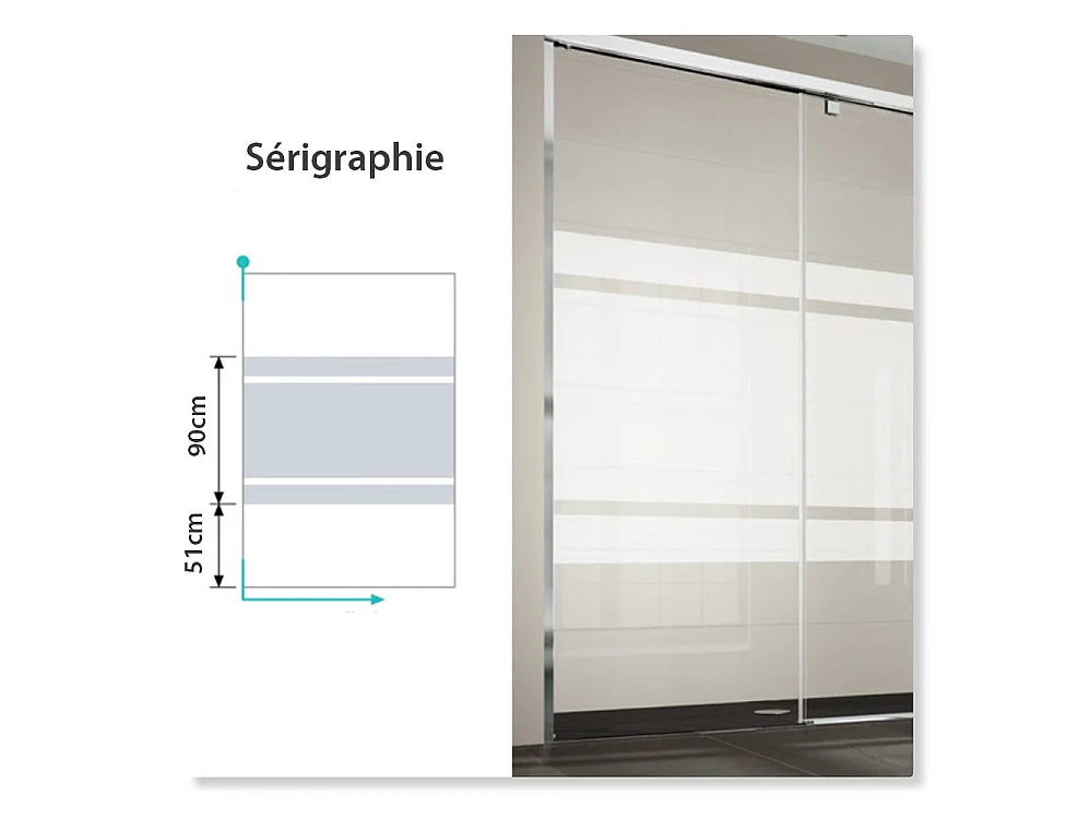 Porta doccia fissa + porta scorrevole LUNA vetro serigrafato 145 cm